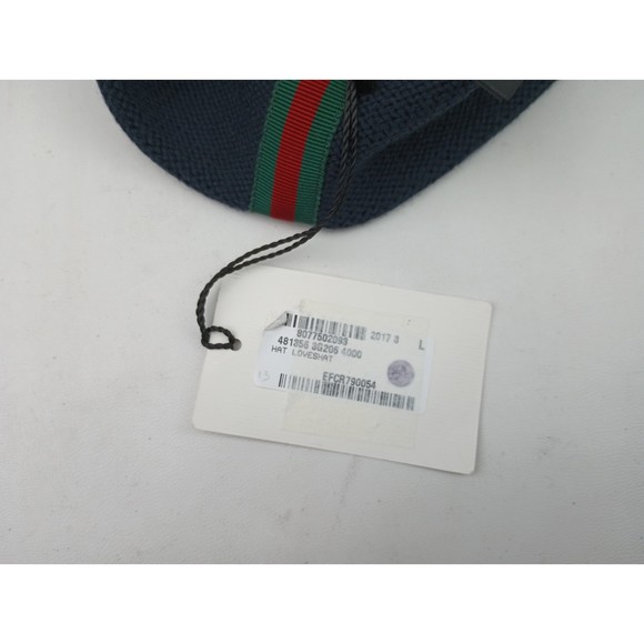 Gucci Dark Blue Wool Knit Red "LOVED" Sequin Patches Beanie Hat L/58 481356 4000 - Picture 4 of 4